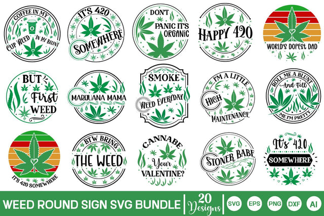 Weed Round Sign SVG Bundle, Weed SVG Bundle, SVGs,Quotes and Sayings,Food & Drink,On Sale, Print & Cut SVG DesignPlante 503 