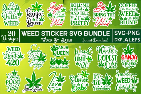 Weed Sticker SVG Bundle Sticker design SVGs,Quotes and Sayings,Food & Drink,On Sale, Print & Cut SVG DesignPlante 503 