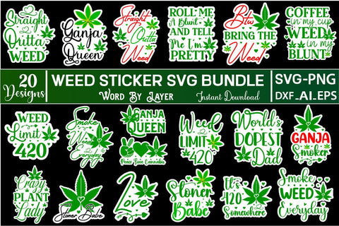 Weed Sticker SVG Bundle Sticker design SVGs,Quotes and Sayings,Food & Drink,On Sale, Print & Cut SVG DesignPlante 503 