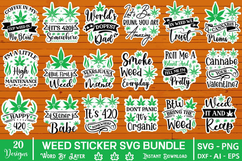 Weed Sticker SVG Bundle, Weed SVG Bundle, Design SVGs,Quotes and Sayings,Food & Drink,On Sale, Print & Cut SVG DesignPlante 503 