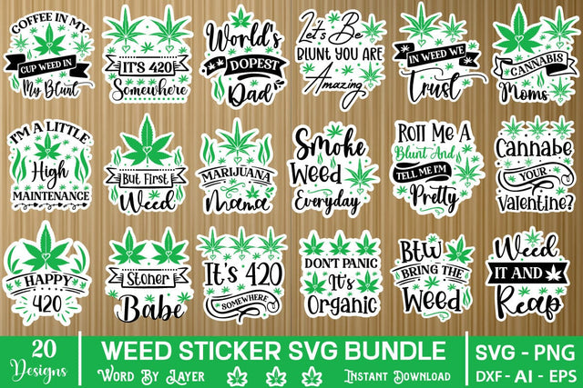 Weed Sticker SVG Bundle, Weed SVG Bundle, Design SVGs,Quotes and Sayings,Food & Drink,On Sale, Print & Cut SVG DesignPlante 503 