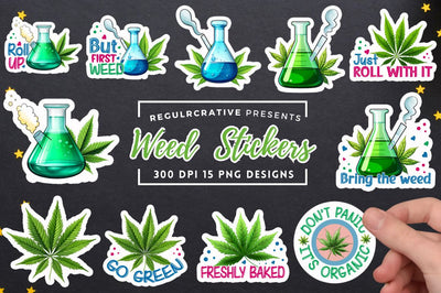 Weed Stickers Png Bundle Sublimation Regulrcrative 