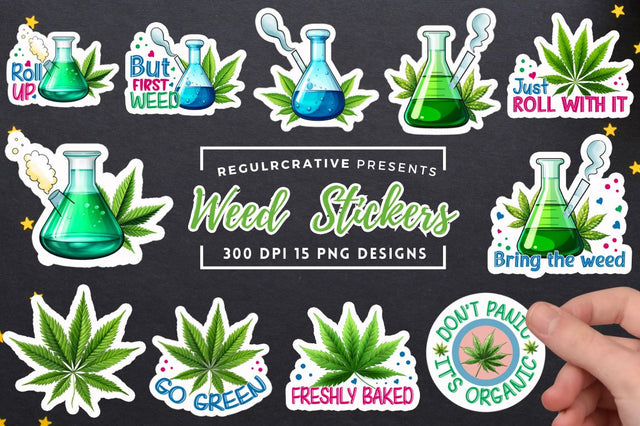 Weed Stickers Png Bundle Sublimation Regulrcrative 