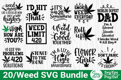 Weed SVG Bundle, 20 Designs, Marijuana SVG Bundle, Cannabis SVG Bundle, Weed Quotes Svg Files, Marijuana Quotes Svg, Weed Cut Files SVG Svgcraft 