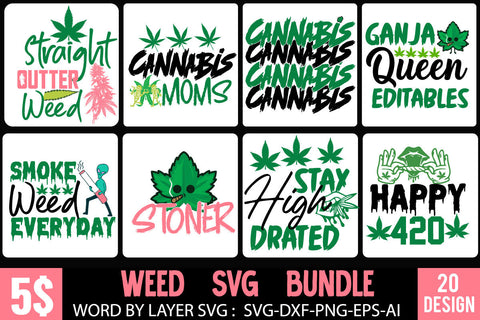 Weed SVG Bundle , Cannabis SVG Bundle , 20 Cannabis SVG Bundle , Funny Weed SVG Bundle SVG BlackCatsMedia 