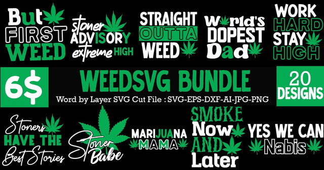 Weed SVG Bundle , Cannabis SVG Bundle , 20 Cannabis SVG Bundle , Funny Weed SVG Bundle SVG BlackCatsMedia 