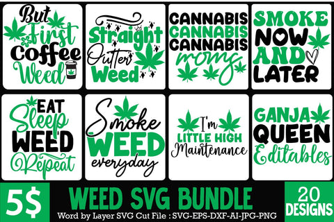 Weed SVG Bundle,Cannabis SVG Bundle,Cannabis Sublimation PNG,Cannabis SVG Bundle, Weed 20 SVG Design Bundle,Weed Clipart SVG SVG BlackCatsMedia 