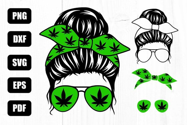 Weed Svg, Marijuana Svg, Mom Life Svg, Cannabis Svg, Messy Bun Svg SVG Litke Designs 