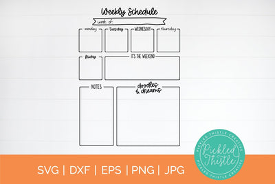 Weekly Calendar SVG - Command Center svg, Calendar svg, Classroom svg, Kids Calendar svg, Kids weekly schedule Printable SVG Pickled Thistle Creative 