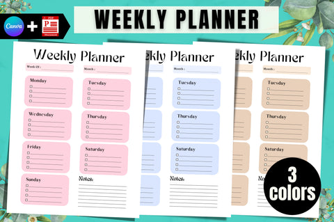 Weekly Planner Printable Canva Templates Digital Pattern FloridPrintables 