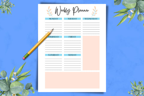 Weekly Planner Printable, Goal Planner Digital Pattern FloridPrintables 