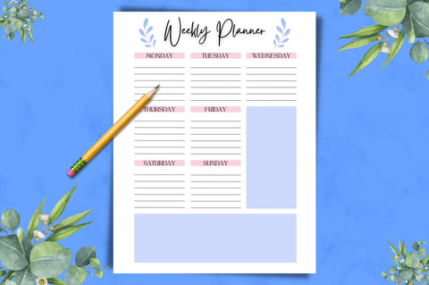 Weekly Planner Printable, Goal Planner Digital Pattern FloridPrintables 