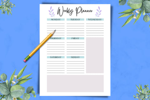 Weekly Planner Printable, Goal Planner Digital Pattern FloridPrintables 