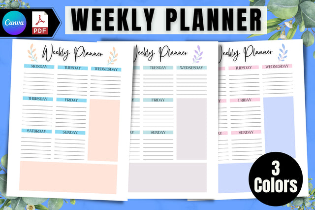 Weekly Planner Printable, Goal Planner Digital Pattern FloridPrintables 