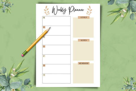 Weekly Planner Printable, Weekly Goal Planner Digital Pattern FloridPrintables 