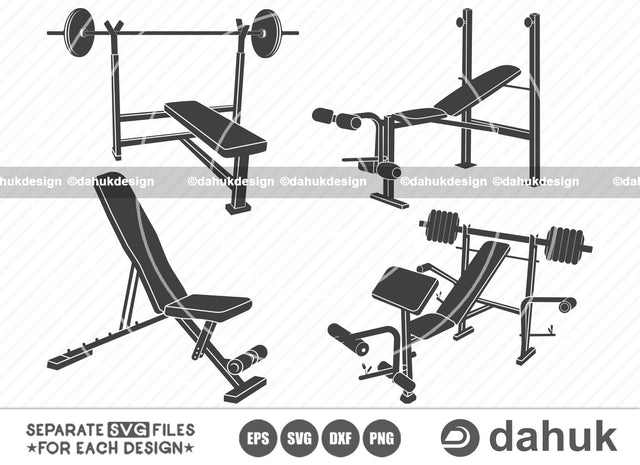 Weight Bench SVG, Weight bench icons, Weight bench vector SVG icon, Workout SVG, Gym SVG, Cut file for silhouette, svg, eps, dxf, png, clipart cricut design space, vinyl cut files SVG dahukdesign 