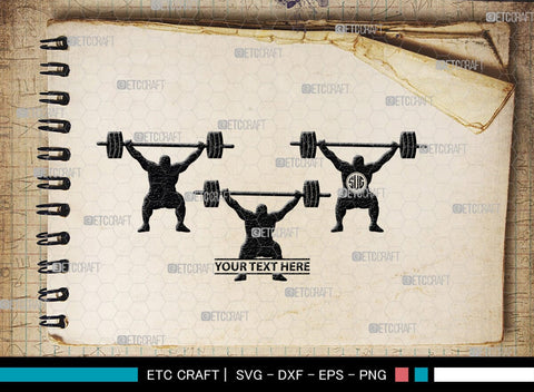 Weight Lifting Man Monogram, Weight Lifting Man Silhouette, Weight Lifting Man SVG, Weight Lifting Svg, Bodybuilder Svg, SB00416 SVG ETC Craft 