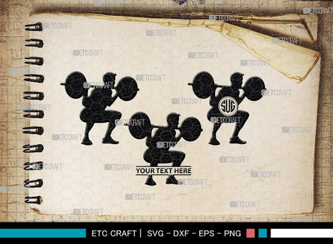 Weight Lifting Man Monogram, Weight Lifting Man Silhouette, Weight Lifting Man SVG, Weight Lifting Svg, Bodybuilder Svg, SB00416 SVG ETC Craft 