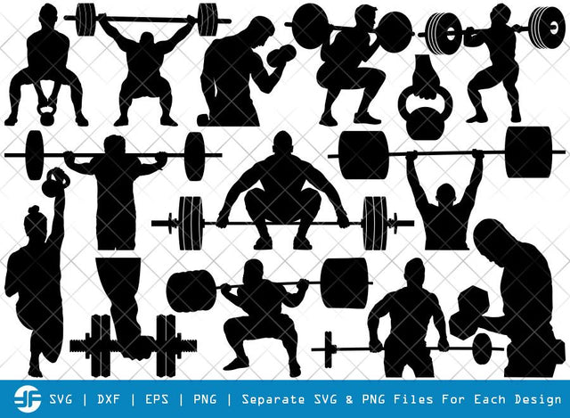 Weight Lifting Man SVG Cut Files | Silhouette Bundle SVG ETC Craft 
