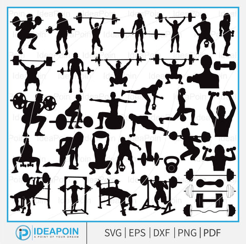 Weight Lifting SVG, Weight Lifting SVG Bundle, Weight Lifting Women SVG, Gym Silhouette, Weight Lifting Vector, Powerlifting Svg, Female SVG Dinvect 