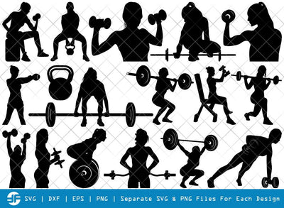 Weight Lifting Women SVG Cut Files | Silhouette Bundle SVG ETC Craft 