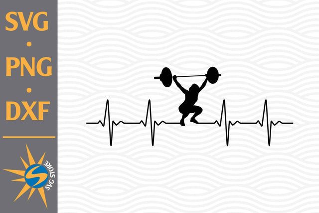 Weightlifting Heartbeat SVG, PNG, DXF Digital Files Include SVG SVGStoreShop 
