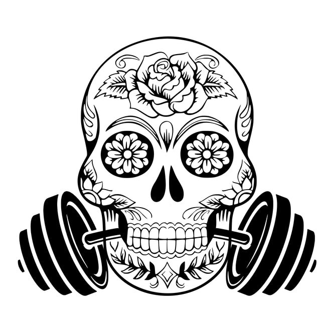 Weightlifting svg, Sugar Skull SVG, Download Cut File, Weight lifting Skull Day of the Dead, Silhouette, Clipart, Svg png, barbell svg SVG Whitetailcrafts 