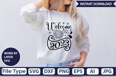 Welcome 2023 SVG Design SVGs,Quotes and Sayings,Food & Drink,On Sale, Print & Cut SVG DesignPlante 503 