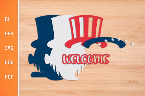 Welcome American Gnome - USA Door Sign SVG 1 SVG Slim Studio 