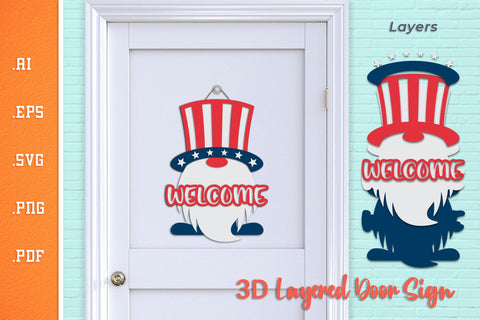 Welcome American Gnome - USA Door Sign SVG 1 SVG Slim Studio 