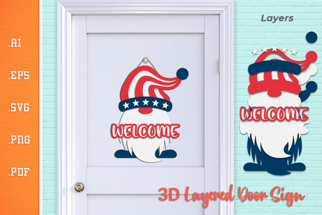Welcome American Gnome - USA Door Sign SVG 2 SVG Slim Studio 