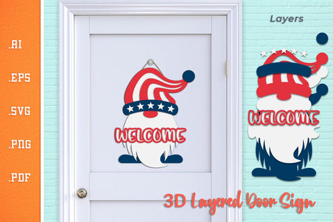 Welcome American Gnome - USA Door Sign SVG 2 SVG Slim Studio 