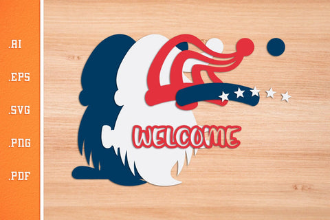 Welcome American Gnome - USA Door Sign SVG 2 SVG Slim Studio 