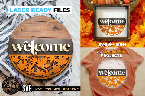 Welcome and Fall leaves | FALL SVG Sign SVG The Vintage Signs Shop 