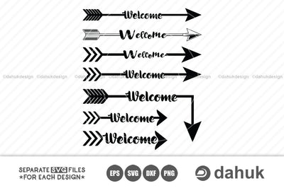 Welcome Arrow Svg, Welcome Arrow Set, Arrow, Silhouette, Svg, Eps, Dxf, Png, Cricut, Cut File SVG dahukdesign 