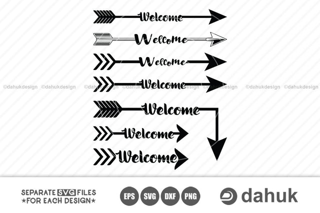 Welcome Arrow Svg, Welcome Arrow Set, Arrow, Silhouette, Svg, Eps, Dxf, Png, Cricut, Cut File SVG dahukdesign 