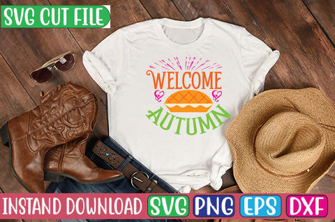 Welcome Autumn SVG Cut File SVGs, Quotes and Sayings, Food & Drink, Holiday,On Sale, SVG Studio Innate 