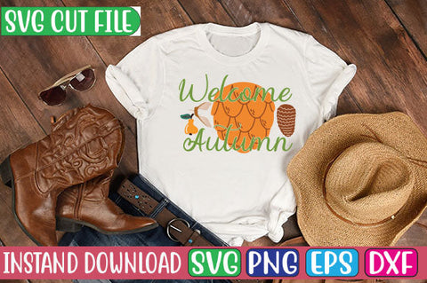 Welcome Autumn SVG Cut File SVGs, Quotes and Sayings, Food & Drink, Holiday,On Sale, SVG Studio Innate 
