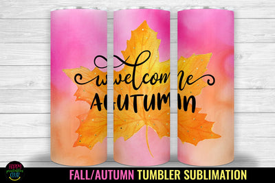 Welcome Autumn Tumbler Sublimation I Fall Tumbler Wrap PNG Sublimation Happy Printables Club 