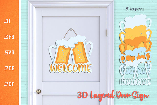Welcome Beers - Layered Door Sign SVG SVG Slim Studio 