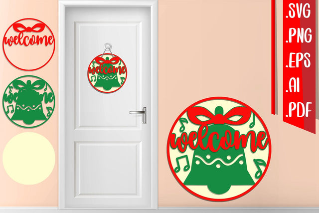 Welcome Bells Layered Door Sign Svg Cut Files SVG zafrans studio 