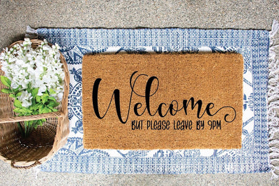 Welcome But Please Leave SVG | Welcome Mat SVG SVG Ikonart Design Shop 