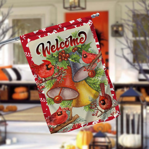 Welcome Cardinal Christmas Garden Flag - 12x18 Garden Flag Sublimation Design Download PNG File Instant Download Sublimation CaldwellArt 