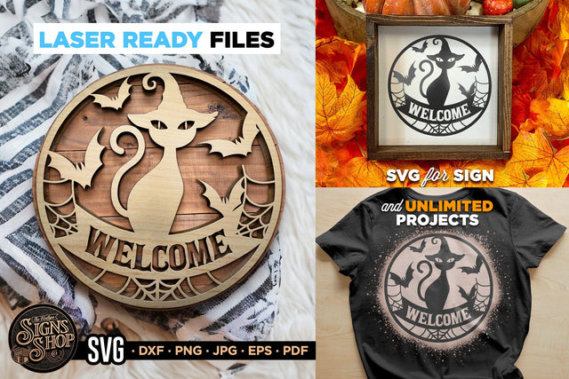 Welcome Cat | Halloween SVG Sign SVG The Vintage Signs Shop 