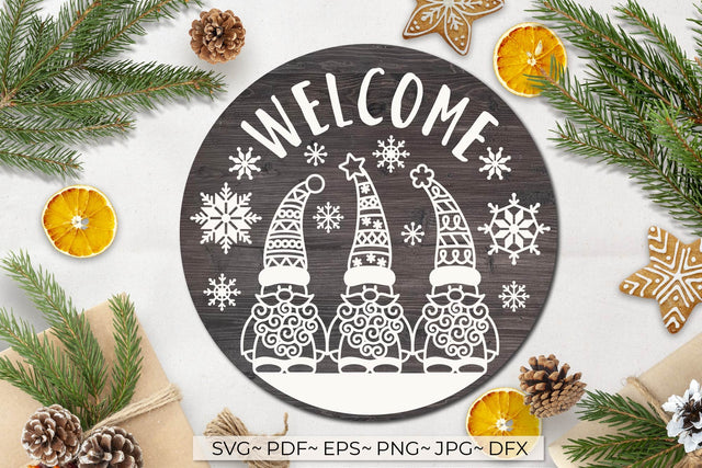 Welcome christmas door sign svg | Christmas door rounds SVG Olga Boat Design 