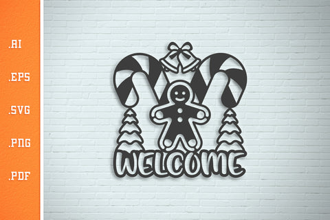 Welcome Christmas Door Sign SVG SVG Slim Studio 