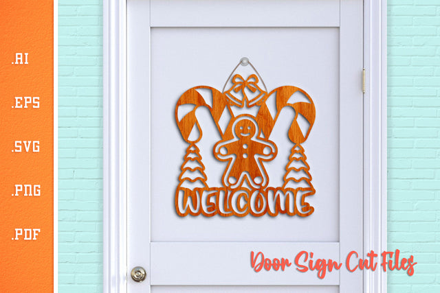 Welcome Christmas Door Sign SVG SVG Slim Studio 