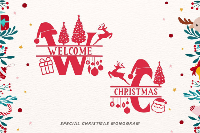 Welcome Christmas Monogram Font Prasetya Letter 