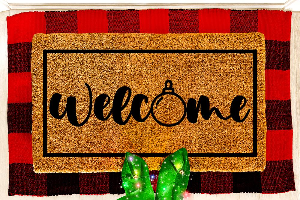 Welcome - Christmas Ornament Doormat - So Fontsy