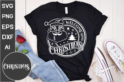 Welcome Christmas Round Sign SVG Cut File, Christmas Round Sign SVG, Christmas SVG Design SVG DesignPlante 503 